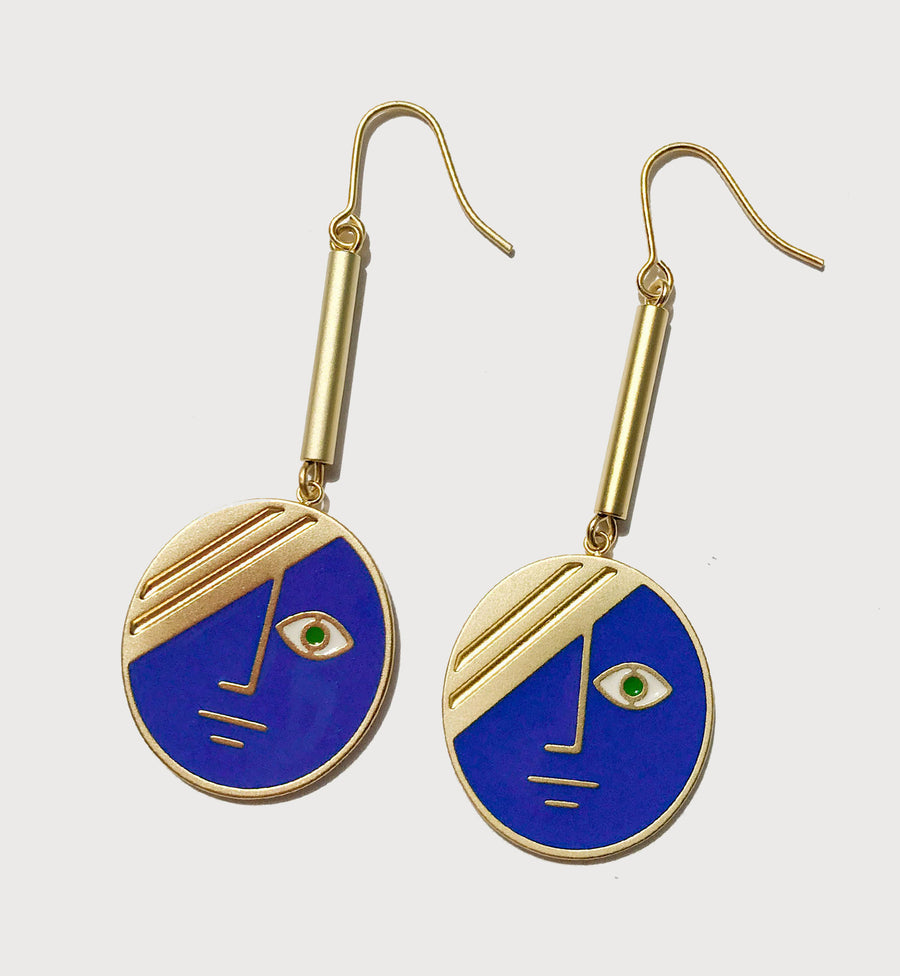 Large Eclipse Earrings • Navy