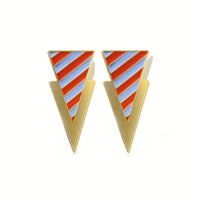Striped Tri Earrings • Blue & Rush Orange