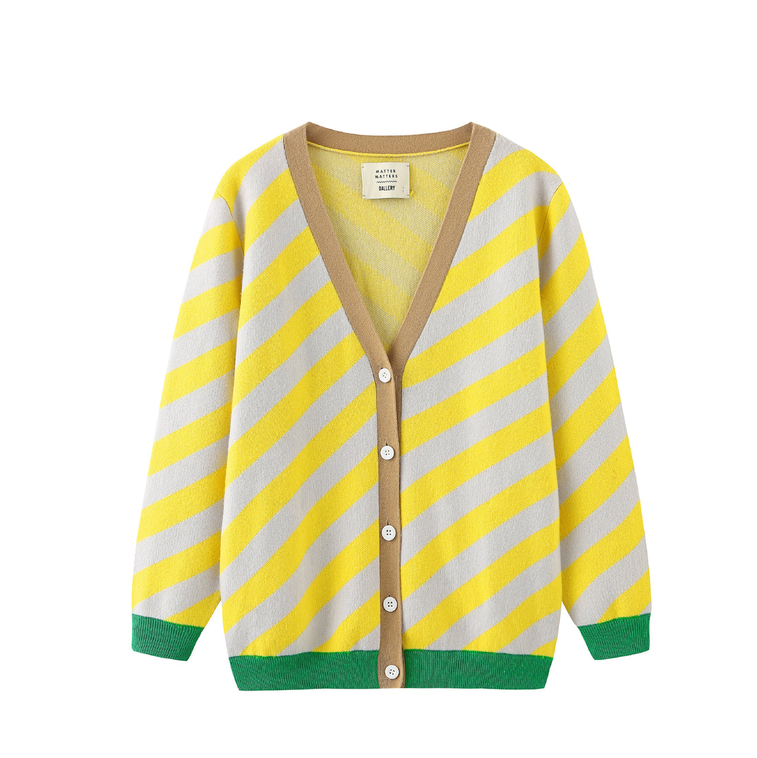 Earn Your / Wool Cashmere-Blend Cardigan • Yellow / Green