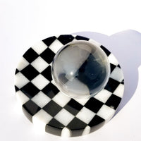Checkered Marble Ashtray with Crystal Ball