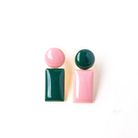 Iris Drop Earrings • Pink / Dark Green