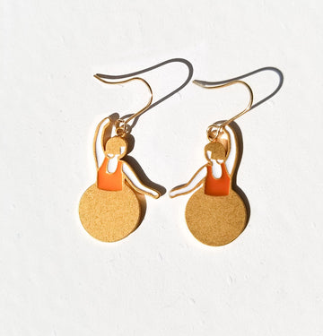 Bauhaus Ballet Earrings • Orange & Brown