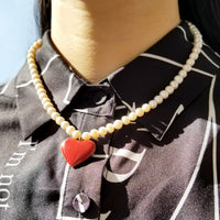 Love / Pearl Necklace •  Red / Black