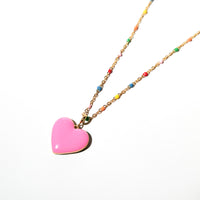 Set Your Heart Pendant • Pink & Forest Green