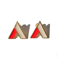 The A Earrings • Red & Beige