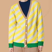 Earn Your / Wool Cashmere-Blend Cardigan • Yellow / Green