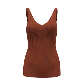 For All Hours / Ribbed Knit Tank Top • Brown