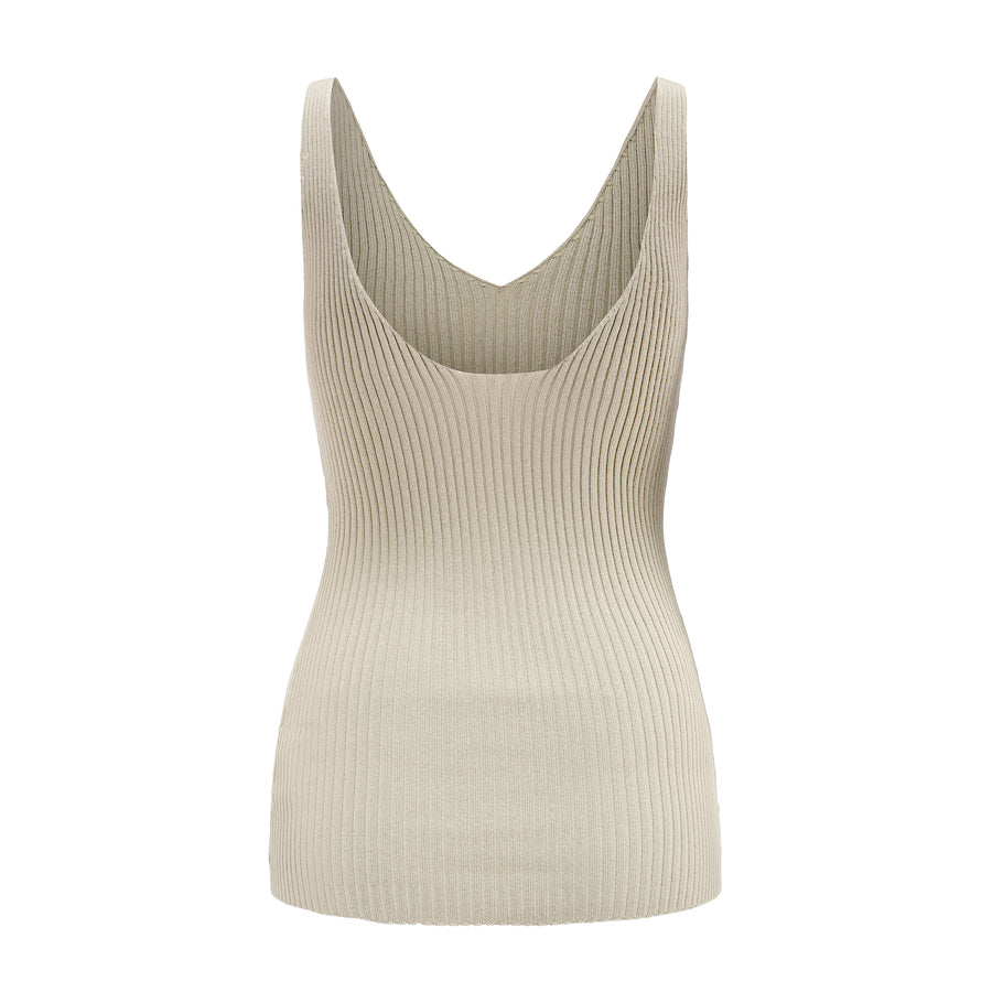 For All Hours / Ribbed Knit Tank Top • Beige