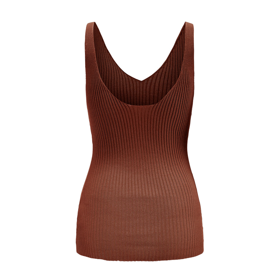 For All Hours / Ribbed Knit Tank Top • Brown