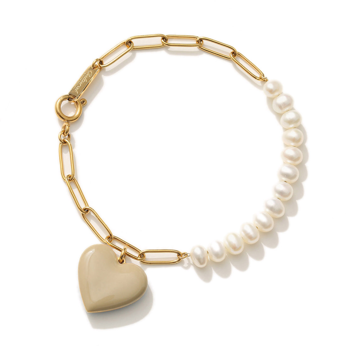 Gold Heart Bracelet with Real Freshwater Pearls | Steel | MIAJWL – Mia  Bijoux