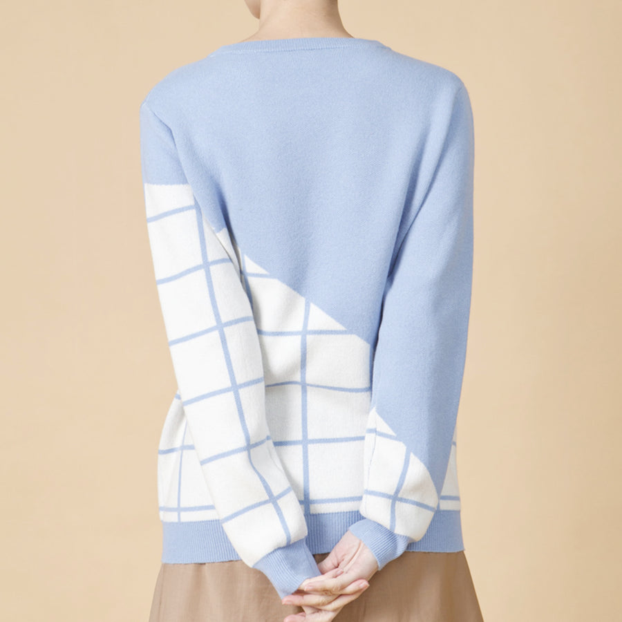 Fill in the Grids / Wool Cashmere-Blend Sweater • Light Blue