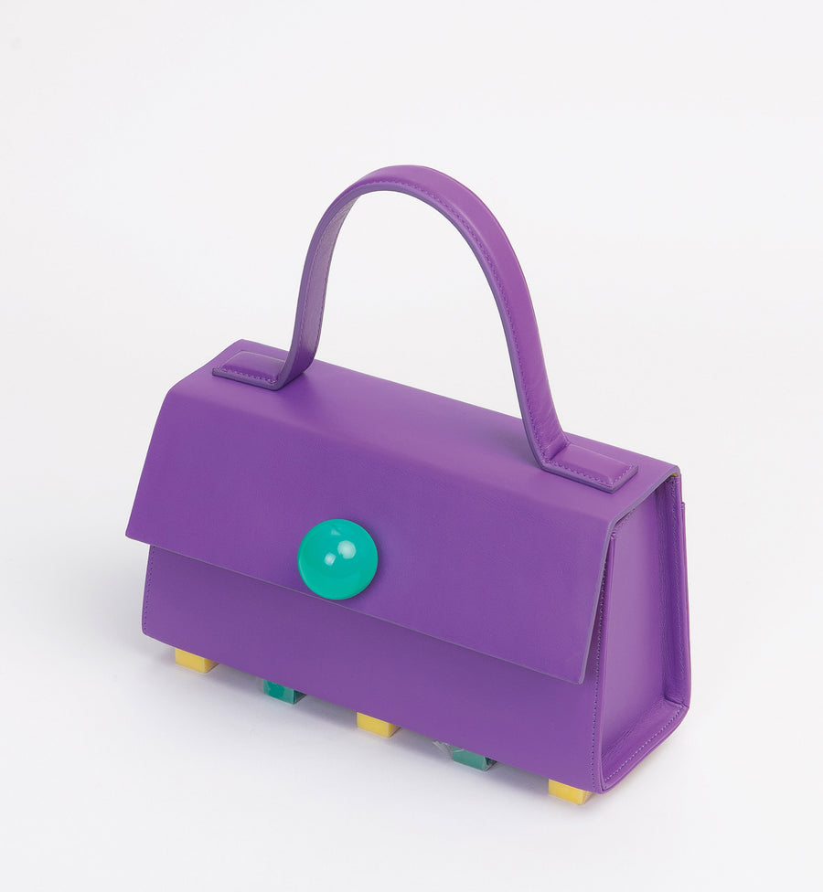 Mini Trapezoid Satchel Bag with Strap • Purple