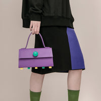 Mini Trapezoid Satchel Bag with Strap • Purple