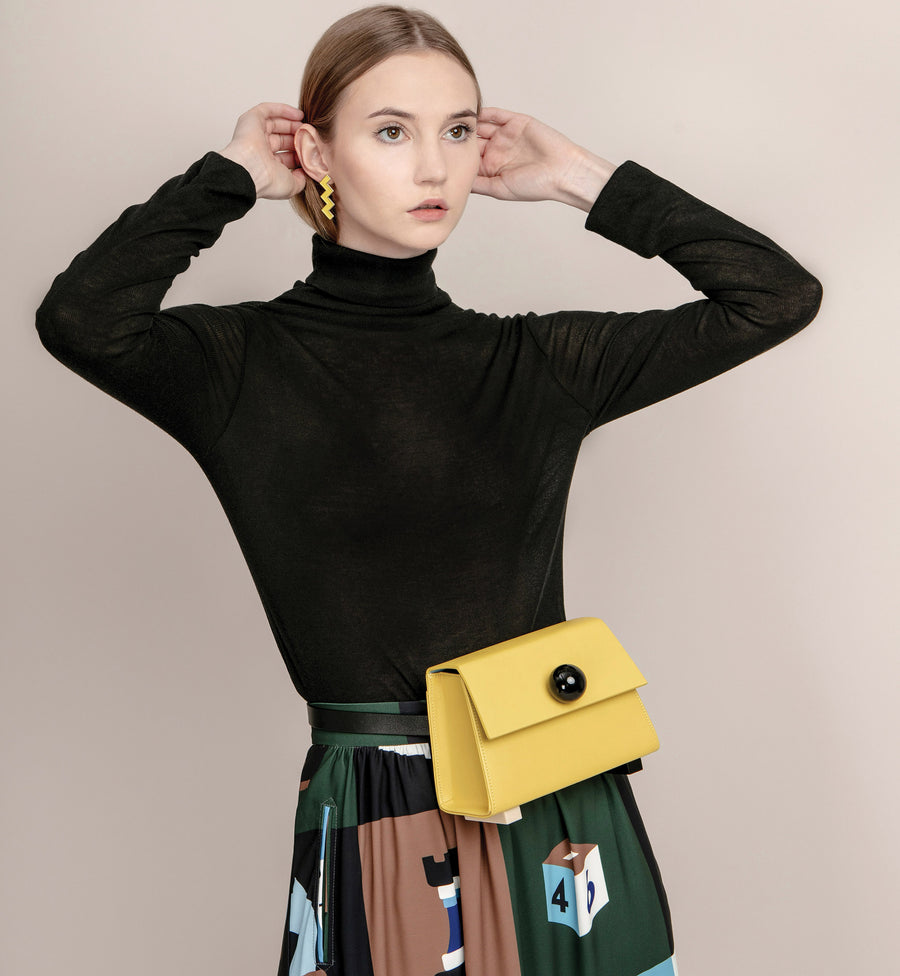 Mini Trapezoid Belt & Shoulder Bag • Yellow