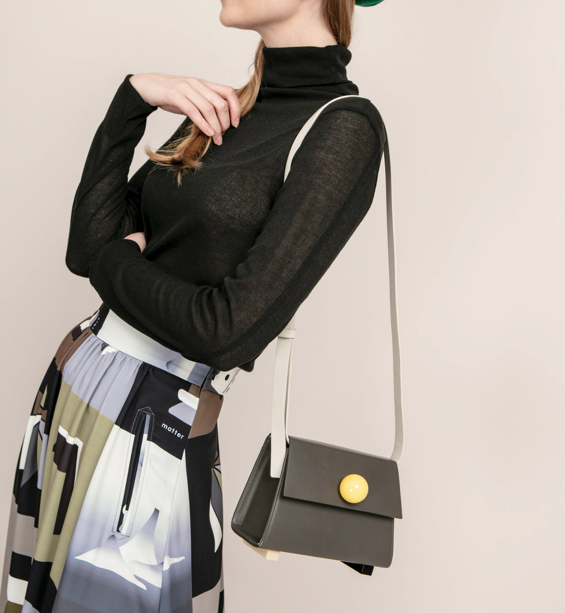 Mini Trapezoid Belt & Shoulder Bag • Charcoal