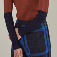 Note to Self / Embroidered Tartan Plaid Pants • Navy