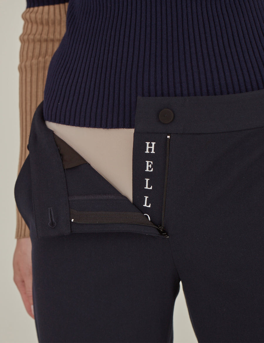 'HELLO' / Straight Fit Trousers • Navy