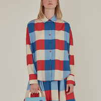 Secka / Checkered Loose Fit Capri Shirt • Red
