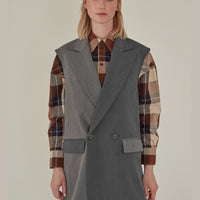 'So,' / Embroidered Two-Tone Suit Vest • Grey Twill
