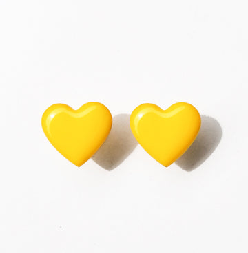 Puffy Heart Studs • Yellow
