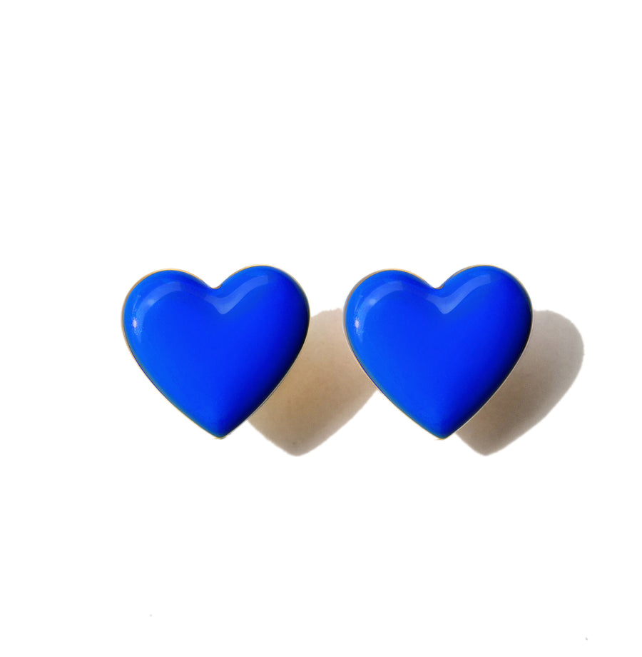 Puffy Heart Studs • Cobalt Blue