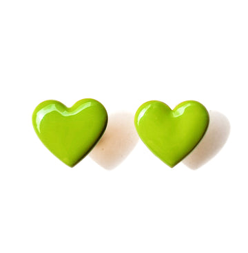 Puffy Heart Studs • Olive