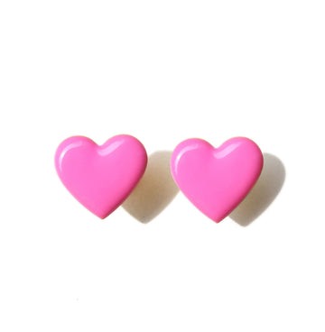Puffy Heart Studs • Pink