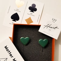 Puffy Heart Studs • Forest Green