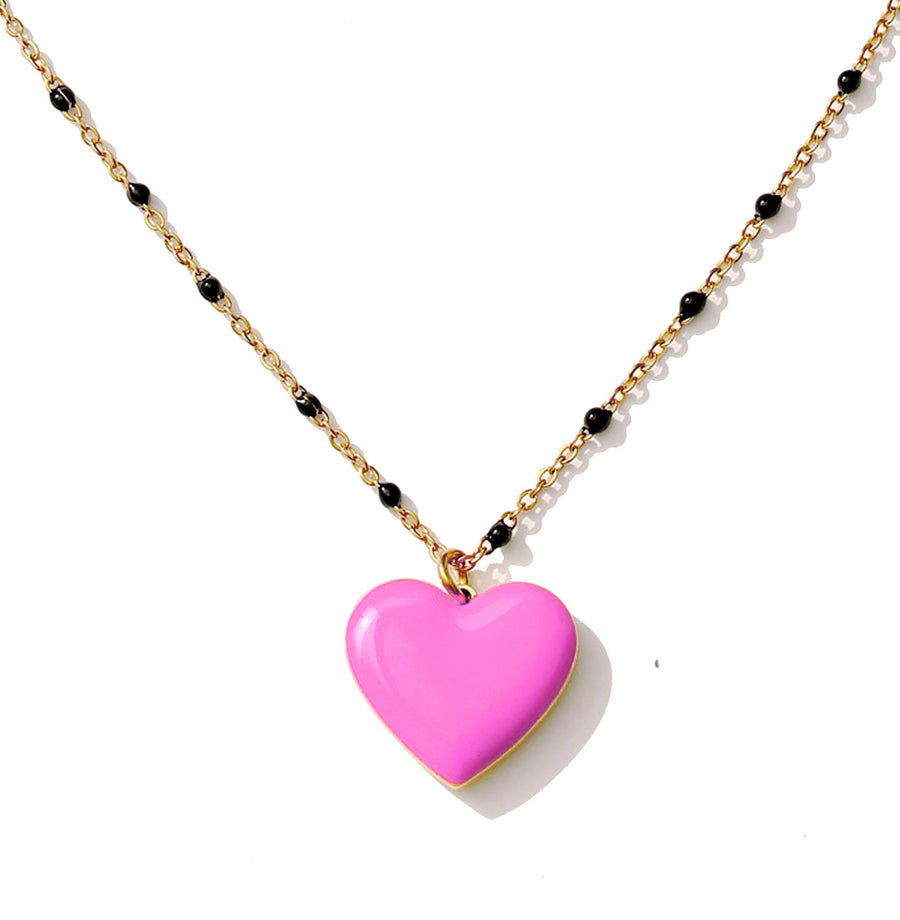 Follow Your Heart Necklace • Pink & Forest Green