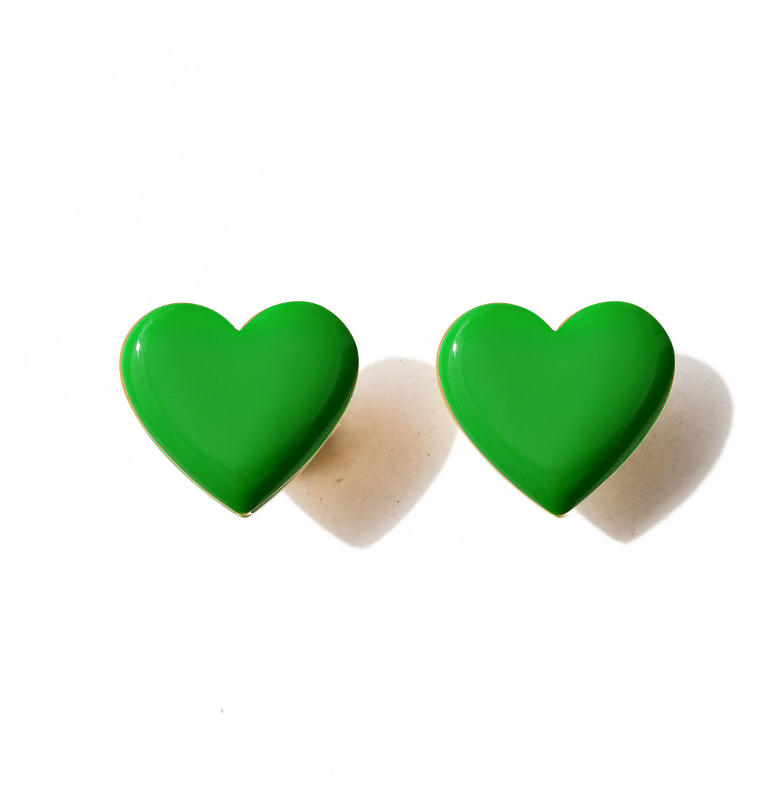 Puffy Heart Studs • Green