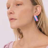 Double Up Earrings • Terrazzo Pink on Blue