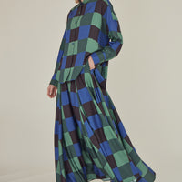 Decka / Checkered Maxi Skirt • Green