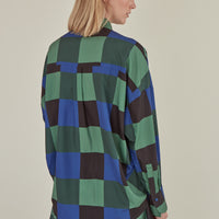Decka / Checkered Loose Fit Capri Shirt • Green