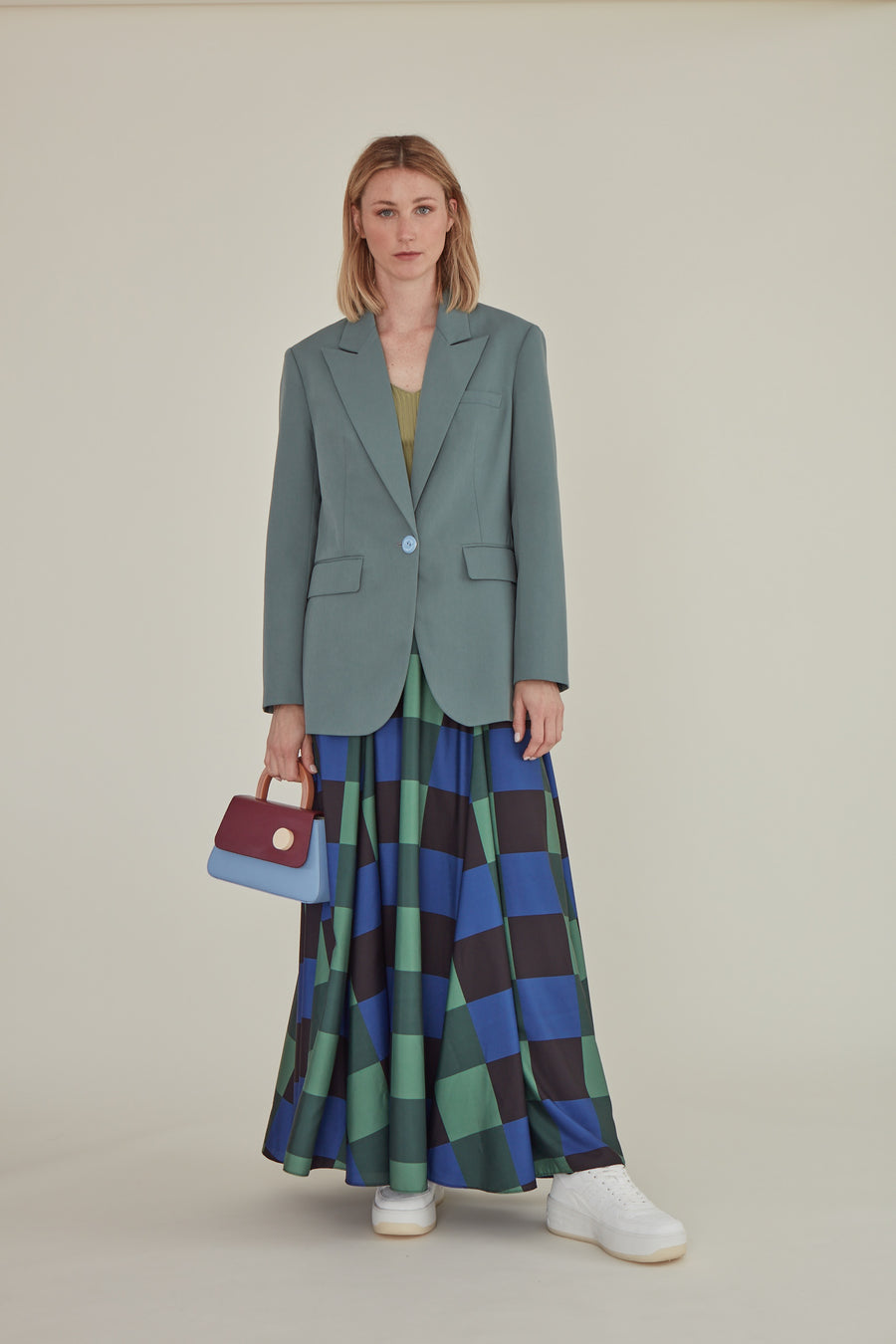 Decka / Checkered Maxi Skirt • Green