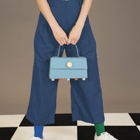Mini Trapezoid Satchel Bag with Strap • Light Blue