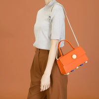 Mini Trapezoid Satchel Bag with Strap • Orange
