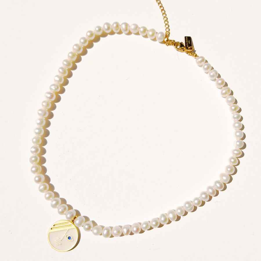 Mini Phase / Pearl Necklace •  White