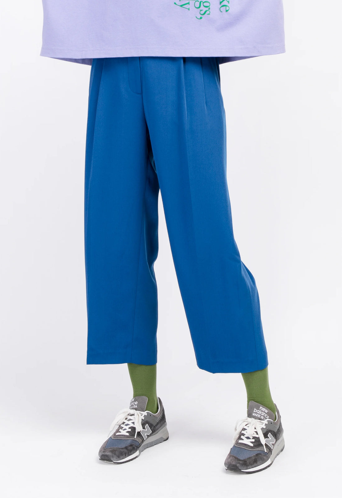 'HELLO' / Wide-leg Boyfriend Pants • Ultramarine