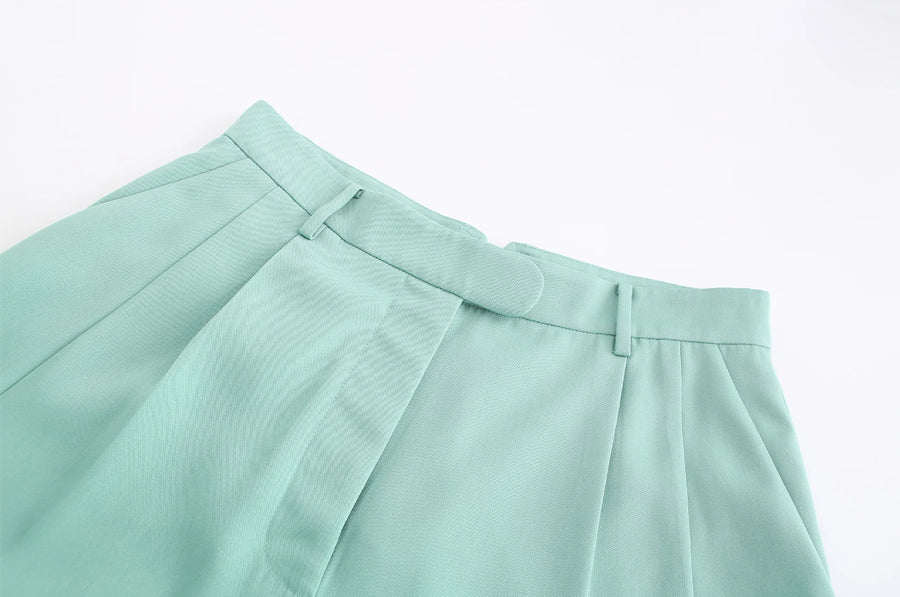 'HELLO' / Wide-leg Boyfriend Pants • Mint