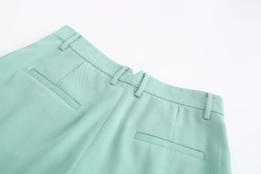 'HELLO' / Wide-leg Boyfriend Pants • Mint