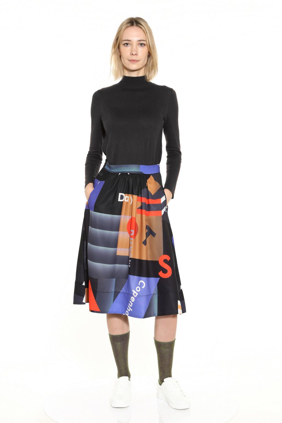 Mokita / Pattern Midi Skirt • Black