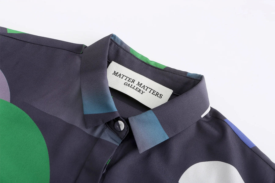 'Moss' / Pattern Capri Shirt • Navy