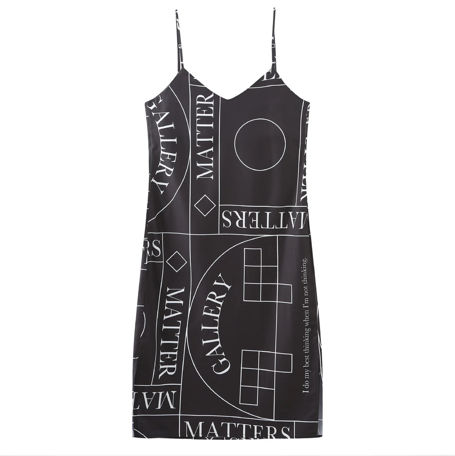 'Not' / Pattern Tank Dress • Black