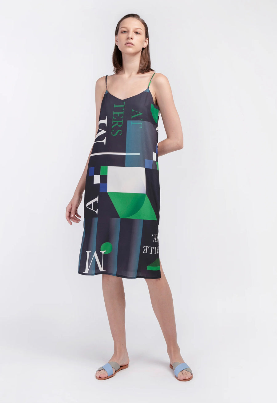 'Moss' / Pattern Tank Dress • Navy