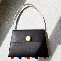 Long Trapezoid Top Handle Satchel Bag • Black