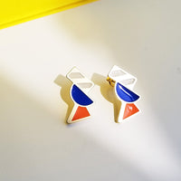 Tilt Earrings • Orange & Blue
