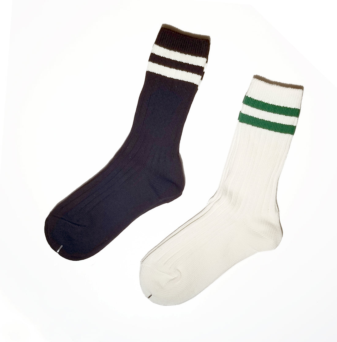 WFH Ribbed-knit Socks • Black & Forest Green