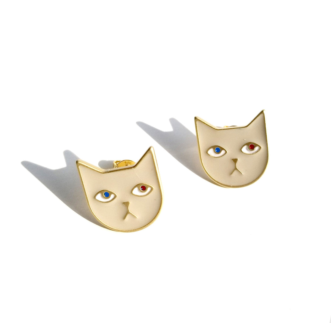 Kitty Tom Earrings • Beige