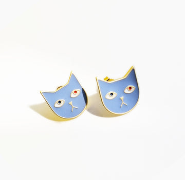 Kitty Tom Earrings • Light Blue