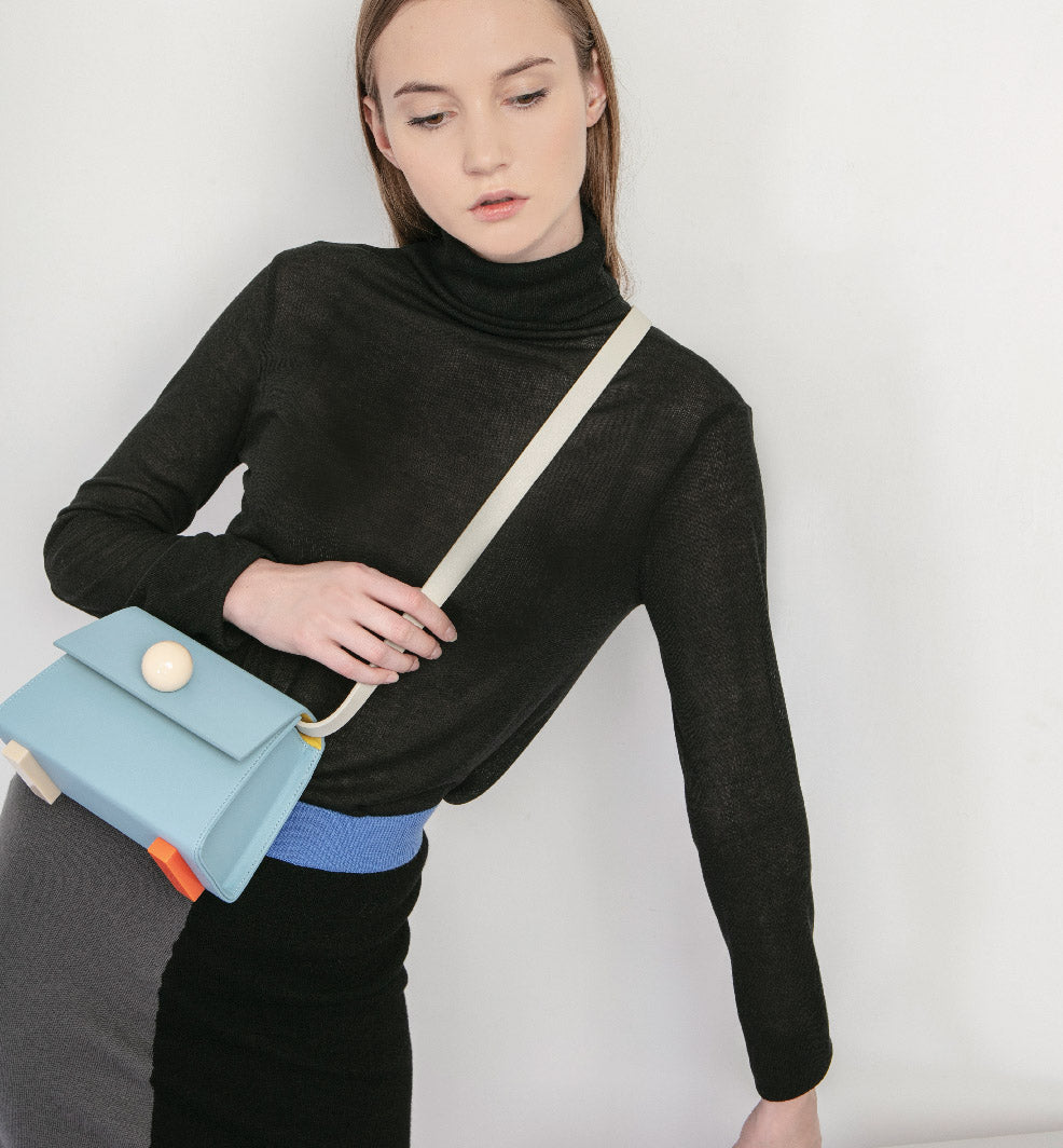 Mini Trapezoid Belt & Shoulder Bag • Light blue